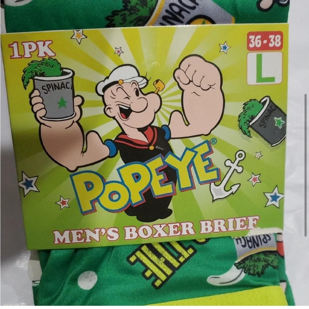 Pair of Popeye mens green boxer briefs size‎ large 36-38 brand new